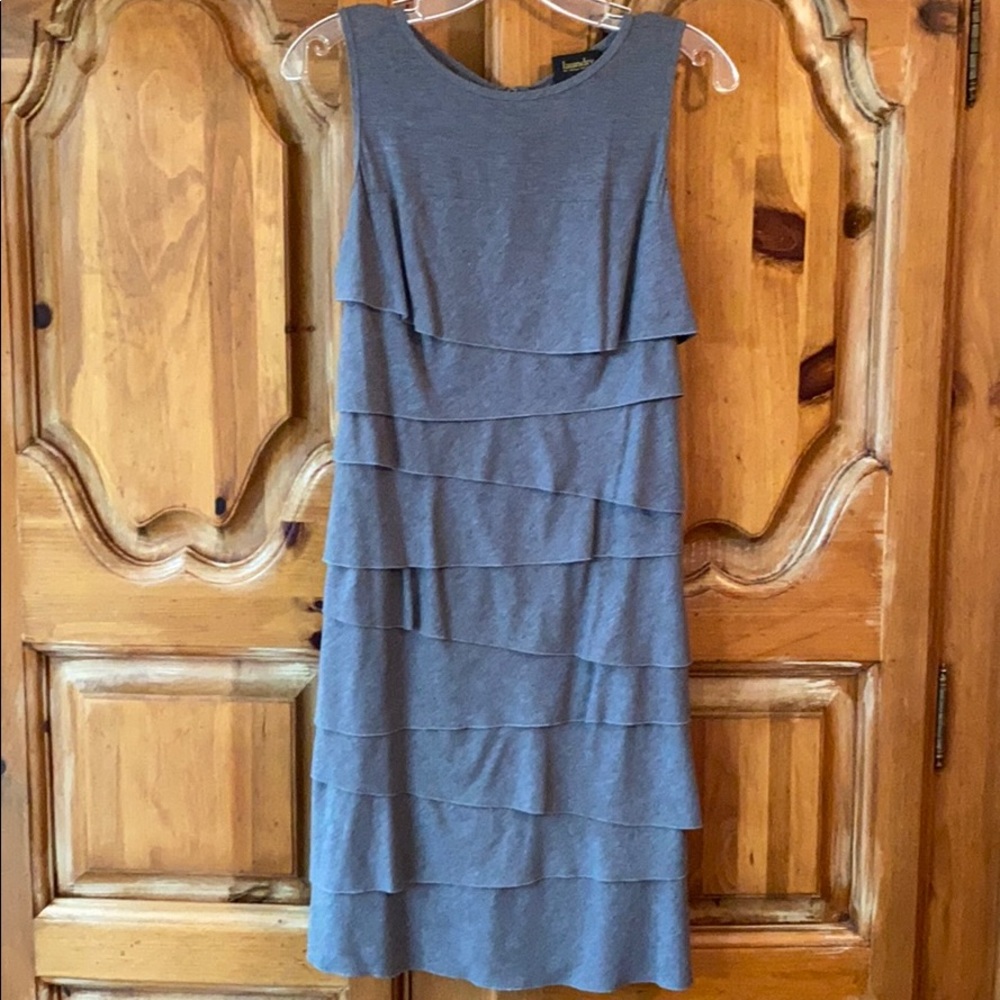 Grey knit ruffled dress